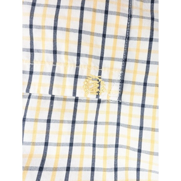 Izod 100% Cotton Logo Yellow Striped Long Sleeve Button Down Shirt Size Large - Picture 4 of 9